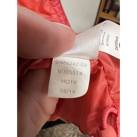 ATHLETA Lofty Down Puffer Jacket Full Zip Coat Jacket Size Large  Pink /orange - Picture 9 of 10